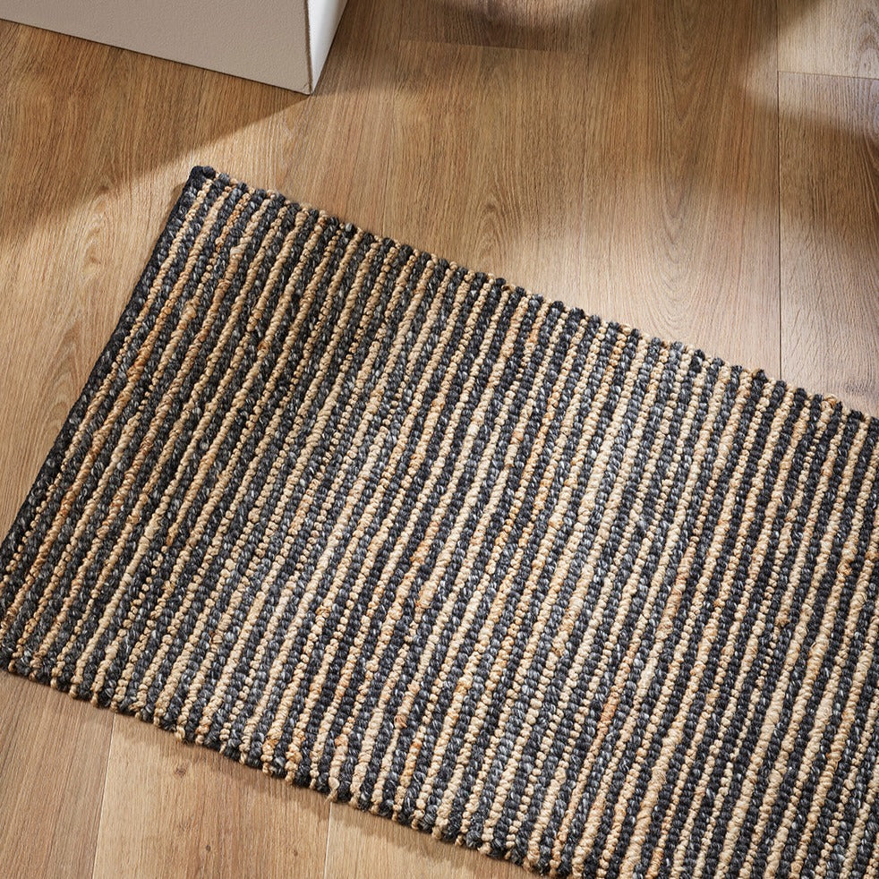black and natural door mat in jute from corcovado