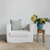 sage square linen cushion with inner from corcovado furniture store swivel chair online new zealand