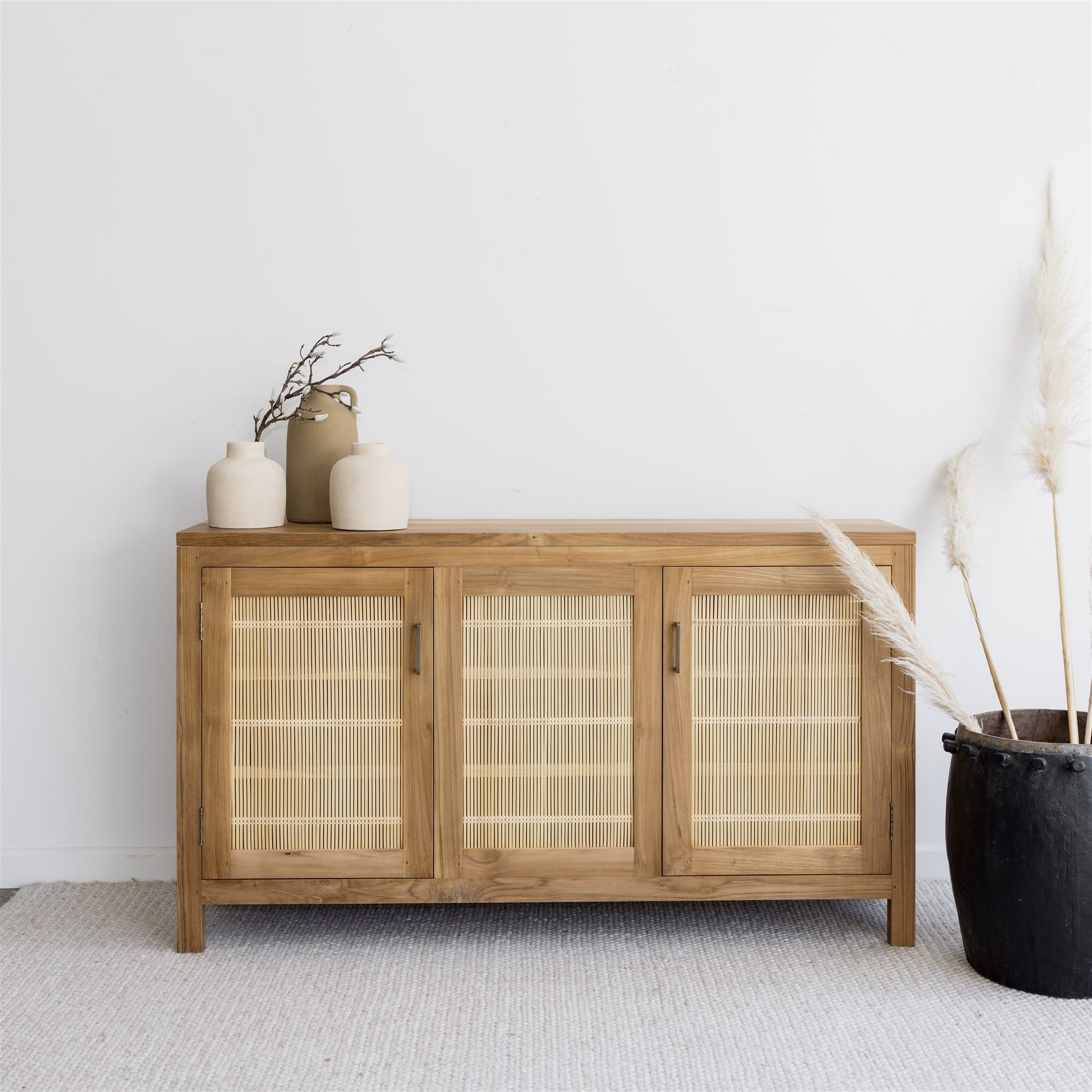 Bamboo Three Door Cabinet