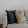 blue cushion and textured cushion on the corcovado grey drift sofa