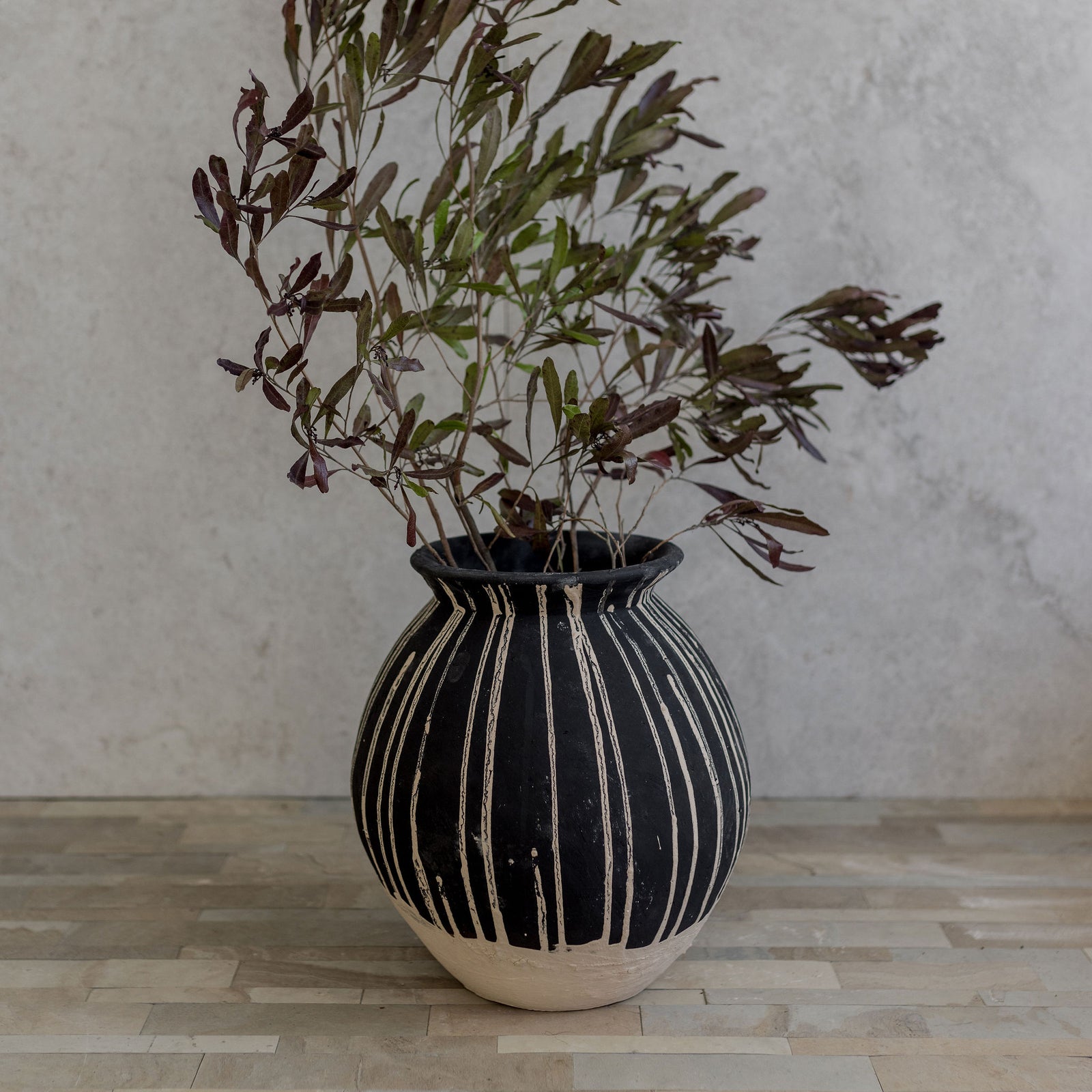 Black and Natural Terracotta Vase