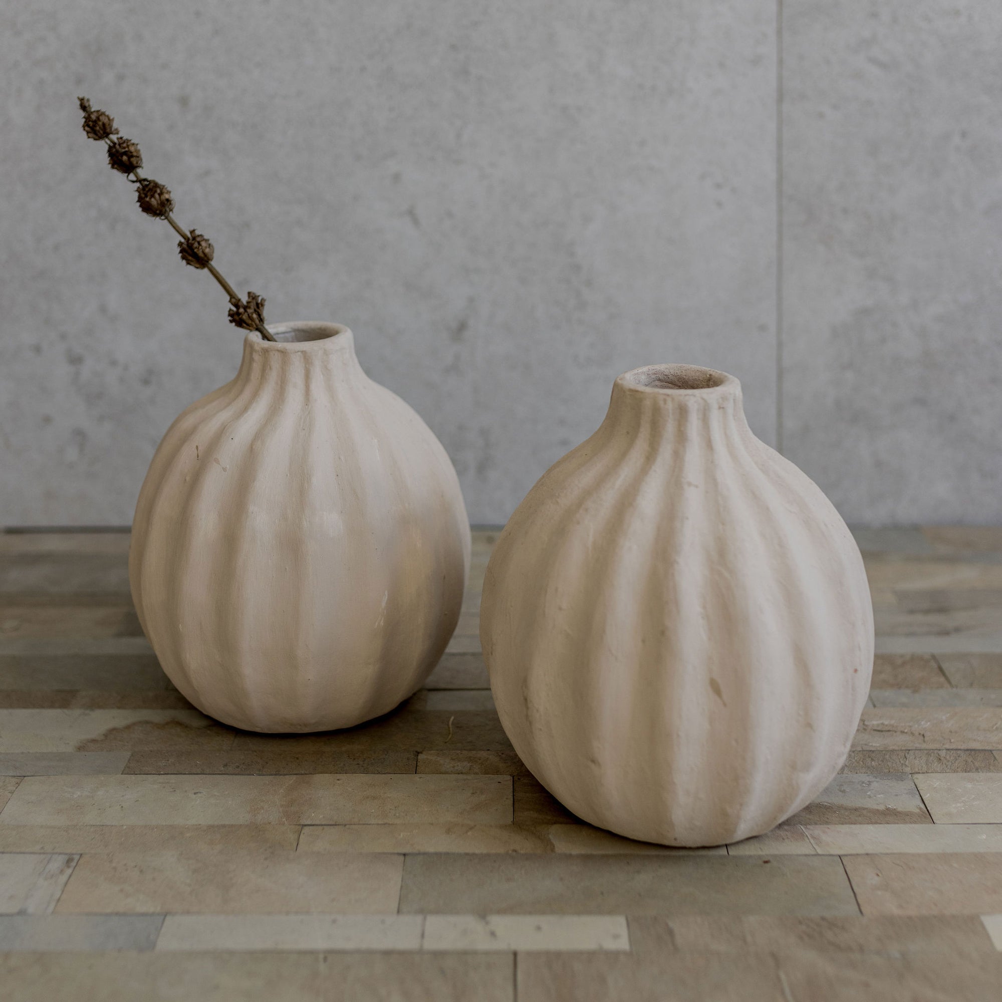 small poppy vase in cream made from terracotta by corcovado furniture and decor store online new zealand 