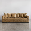 sunset 4 seater sofa made in new zealand by corcovado furniture store shown in gold velvet