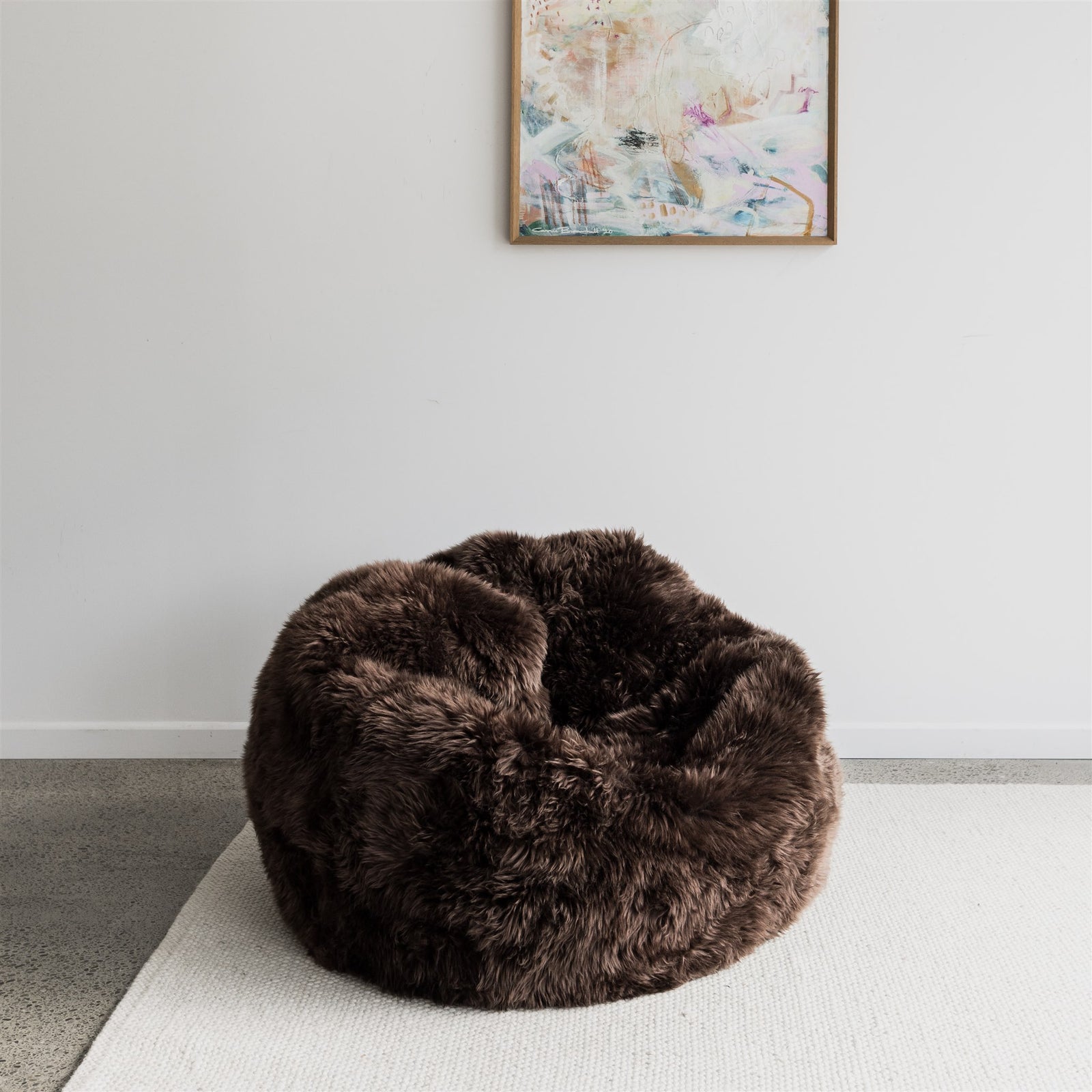 NZ Wool Sheepskin Bean Bag Chair (Dark Brown)