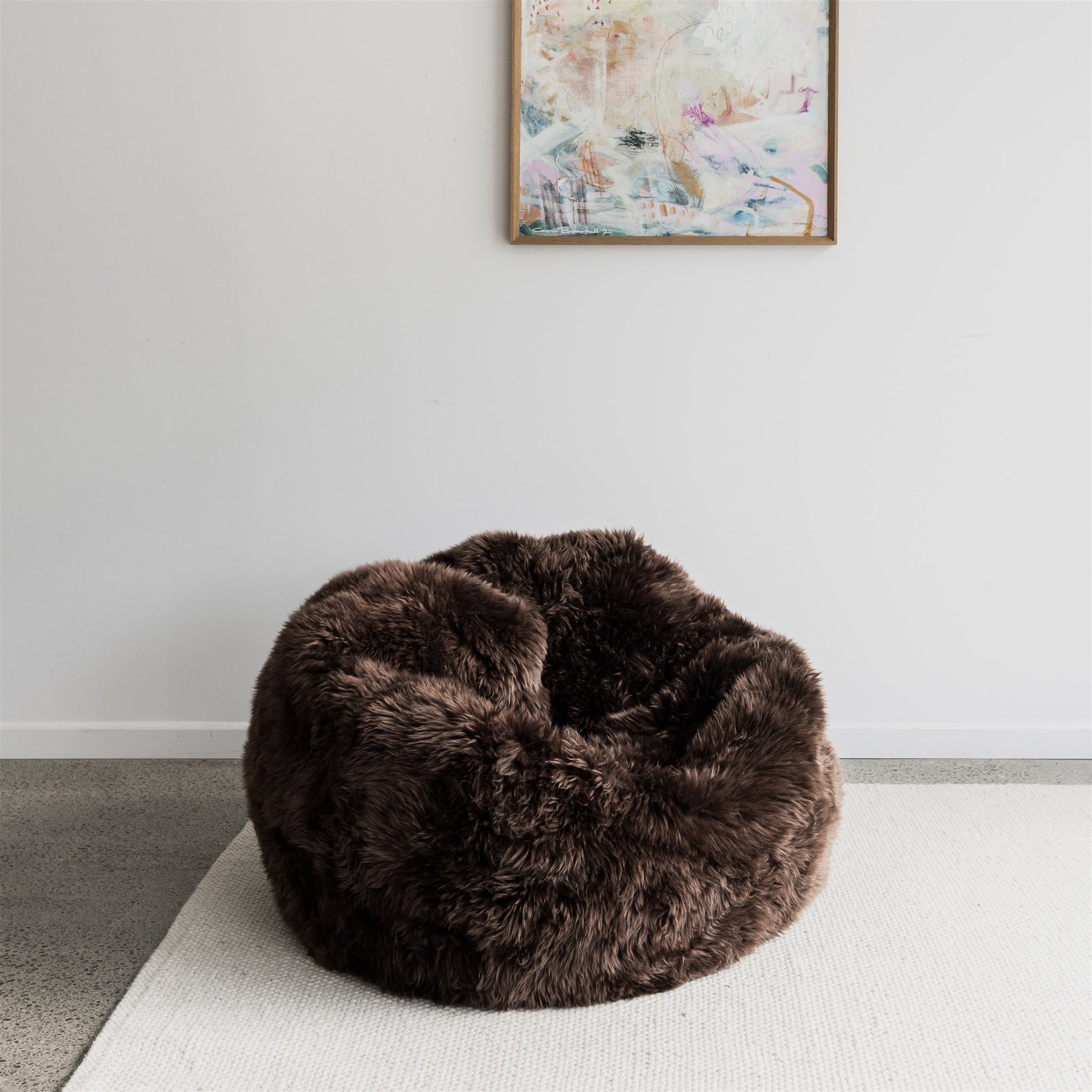 dark brown filled nz sheepskin beanbag chair