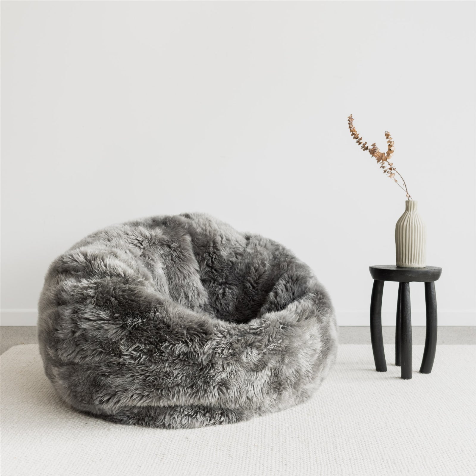 NZ Wool Sheepskin Bean Bag Chair (Dark Grey)