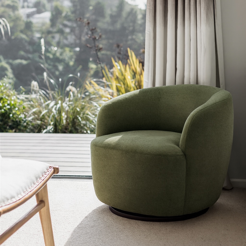 Swivel Arm Chair (Forest Green)