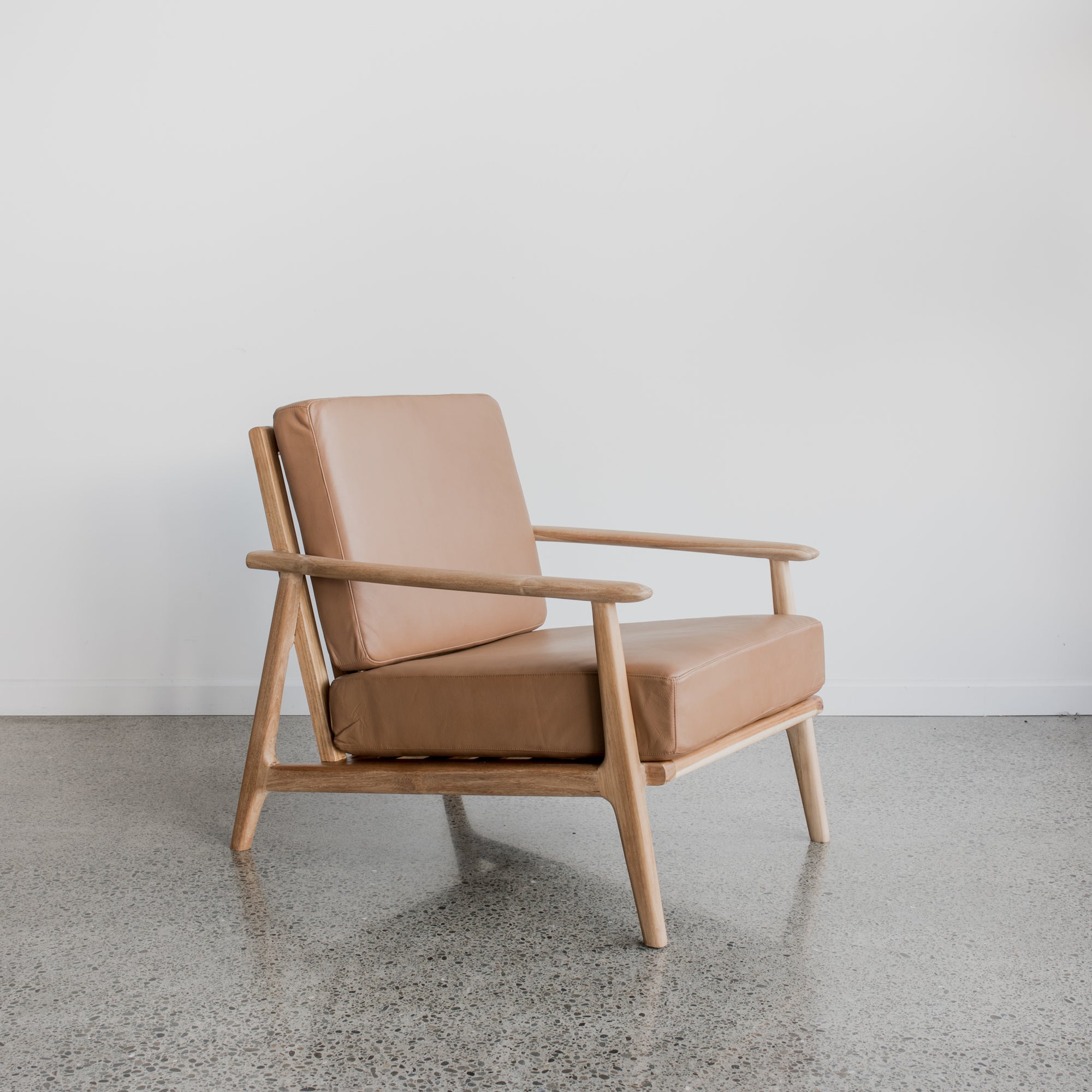 Caramel Tan Leather Arm Chair