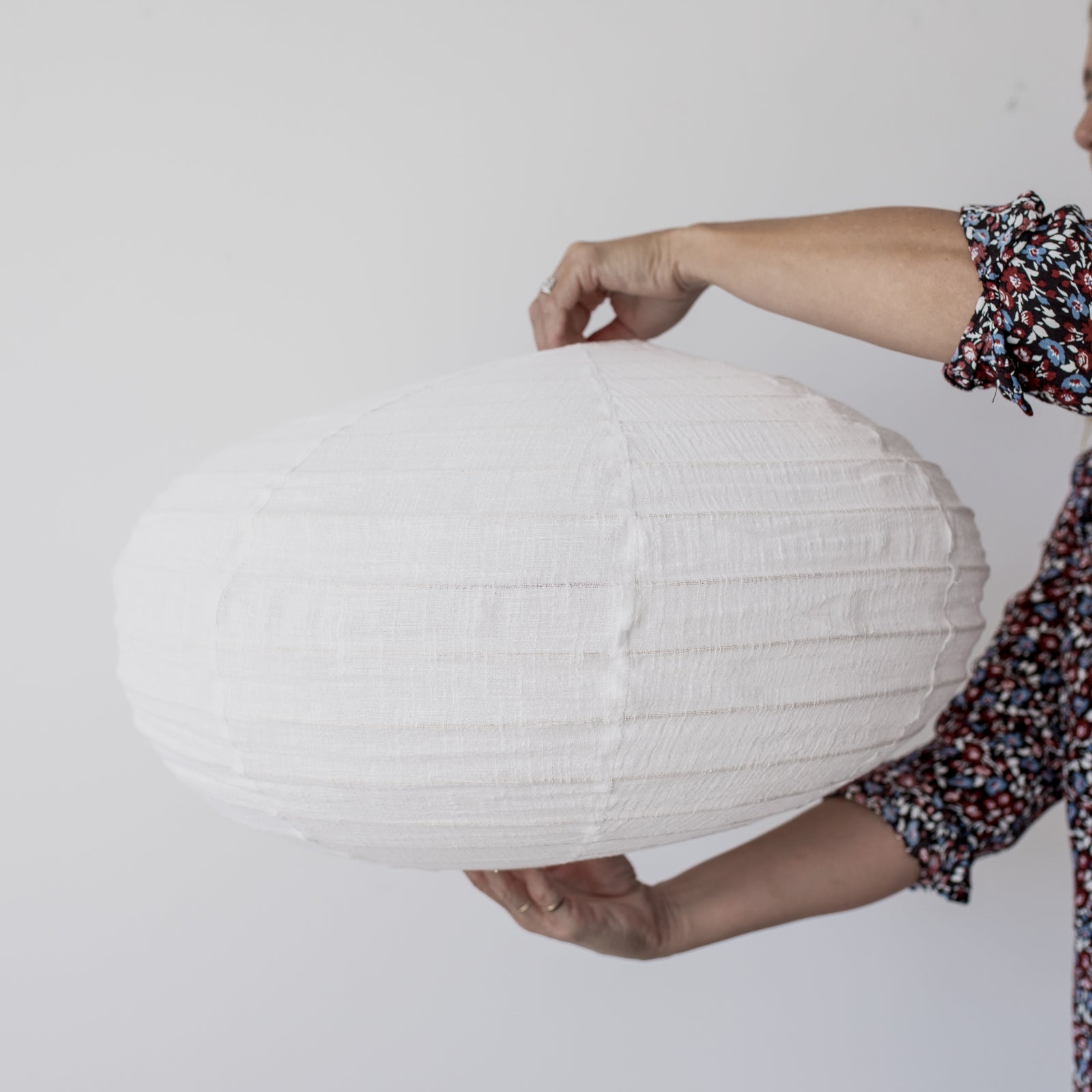 White Oval Linen Pendant (60cm)