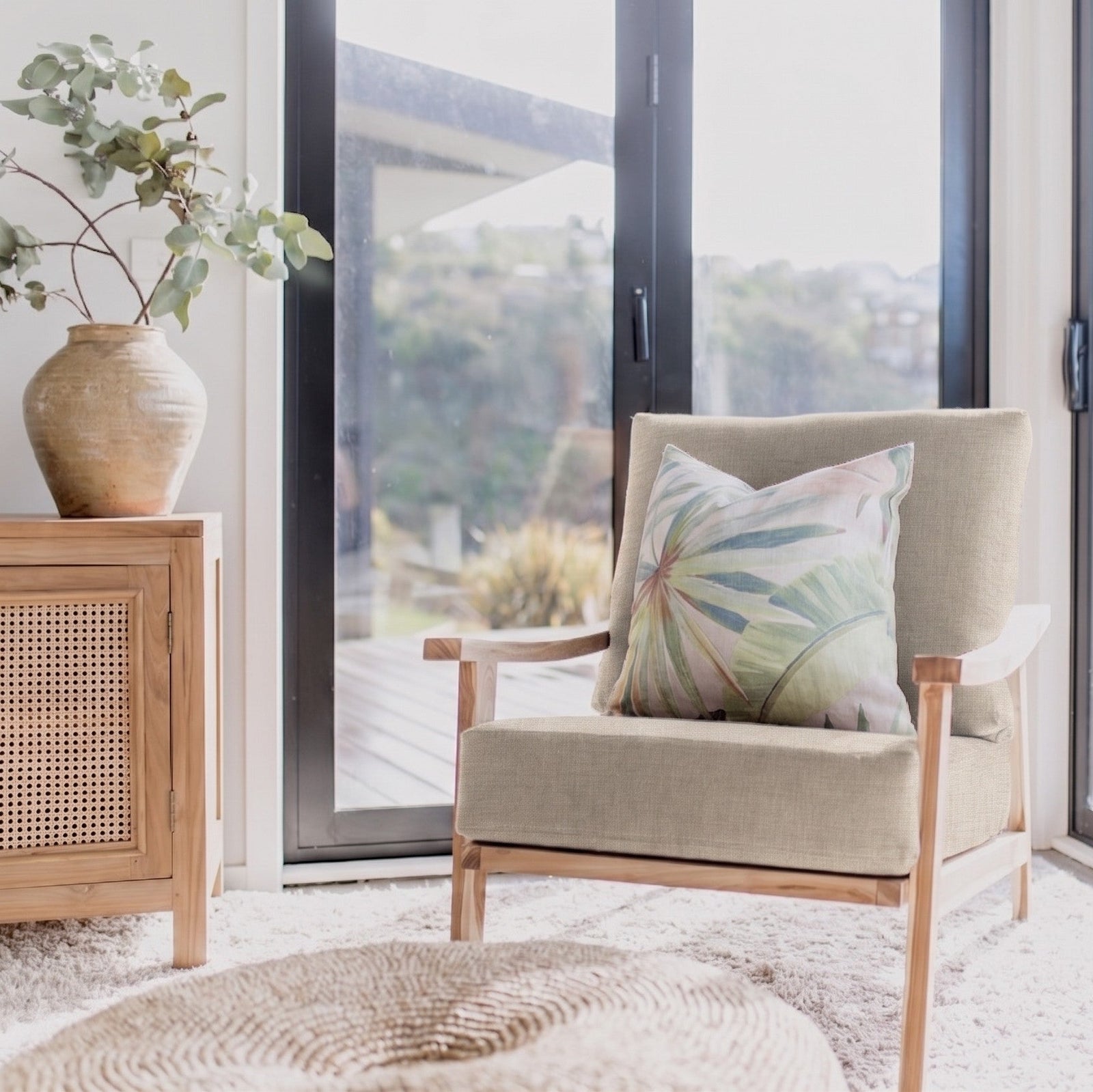 Natural Earth Swiss Arm Chair (linen-look fabric)