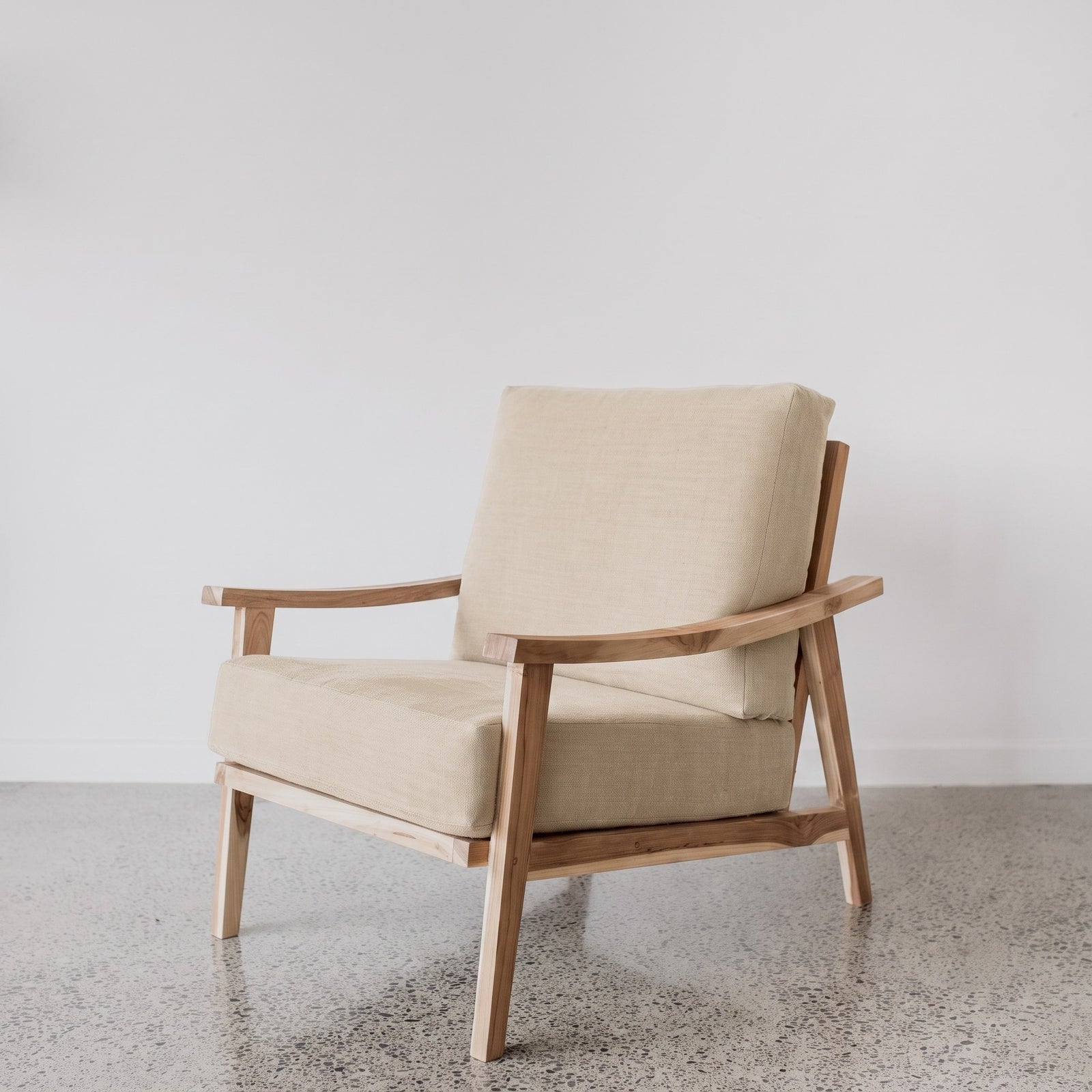 Limestone Swiss Arm Chair (textured linen-look)