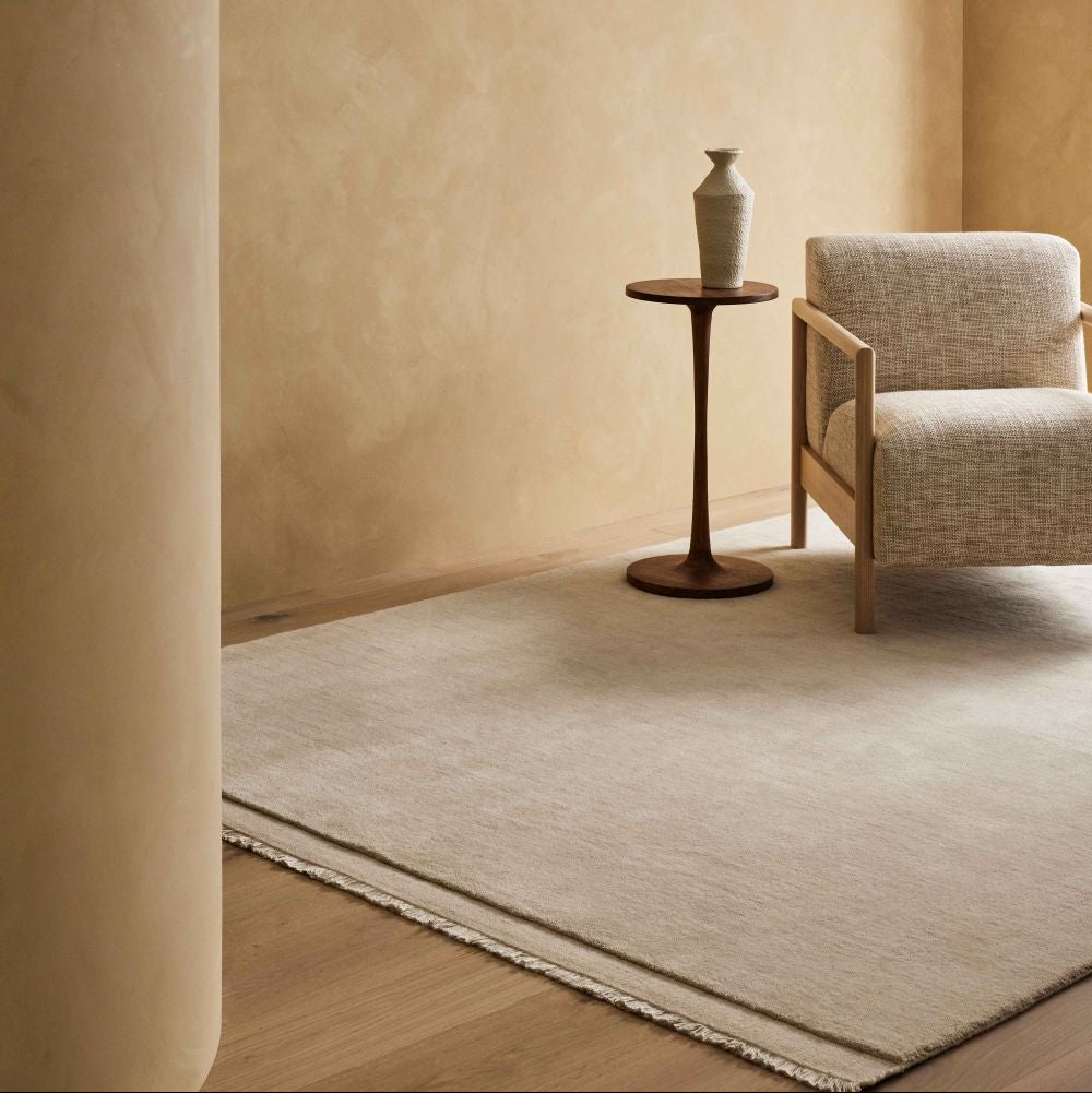Ecru Wool Floor Rug