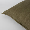 military green square linen cushion with feather inner from corcovado