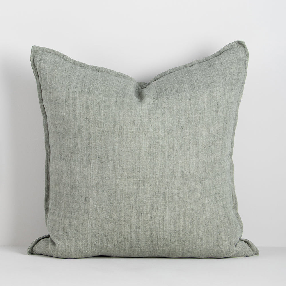 Sage Square Linen Cushion (Feather Inner) 55cm x 55cm