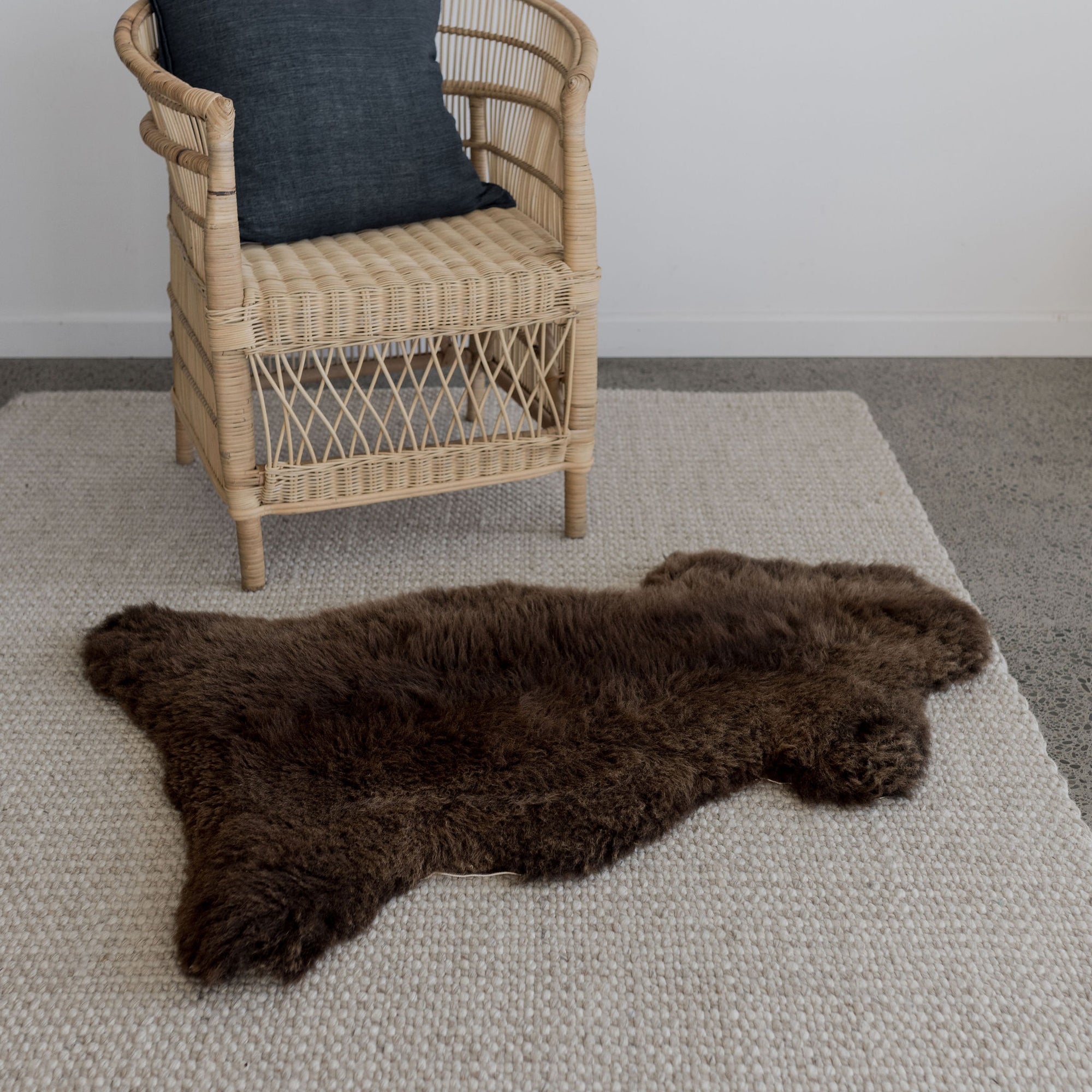 brown nz sheepskin rug from corovado furniture and homewares online store