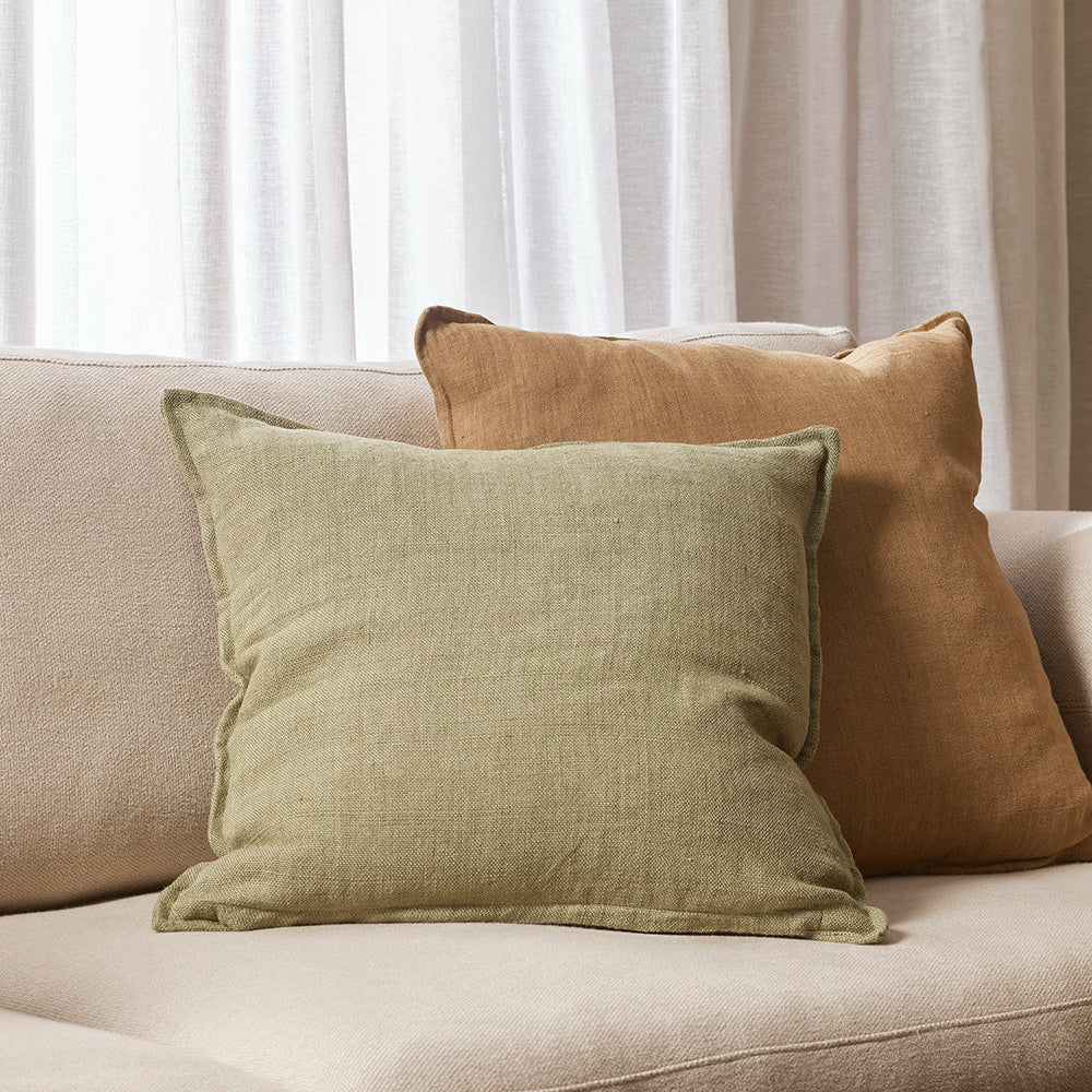 Kelp Textural Linen Cushion 50cm x 50cm