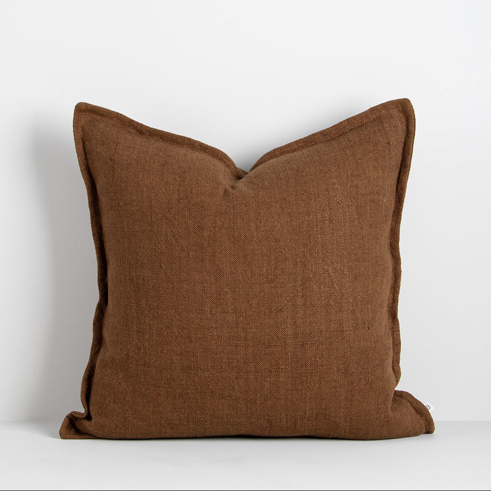 Pecan Textural Linen Cushion 50cm x 50cm