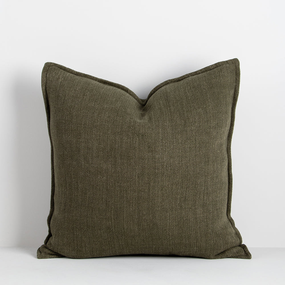 Winter Moss Textural Linen Cushion 50cm x 50cm