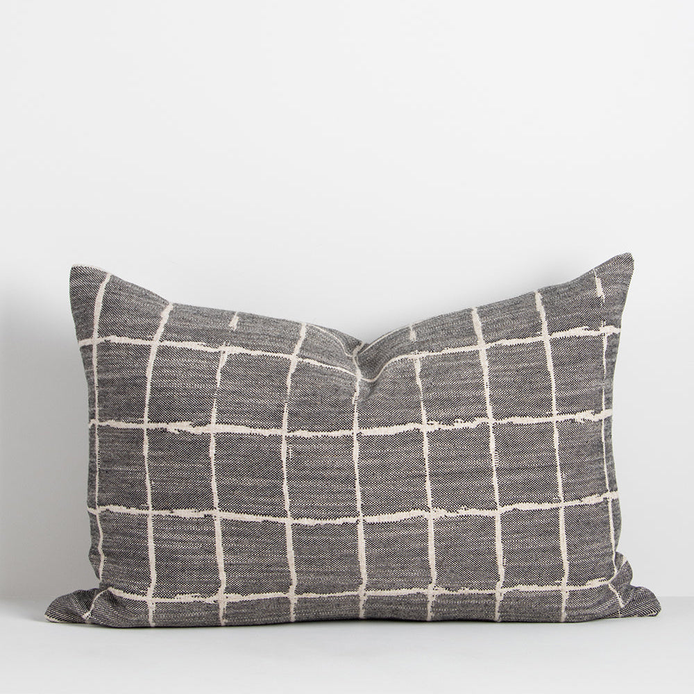 Grid Cushion (Feather Inner) 40cm x 60cm (Black)