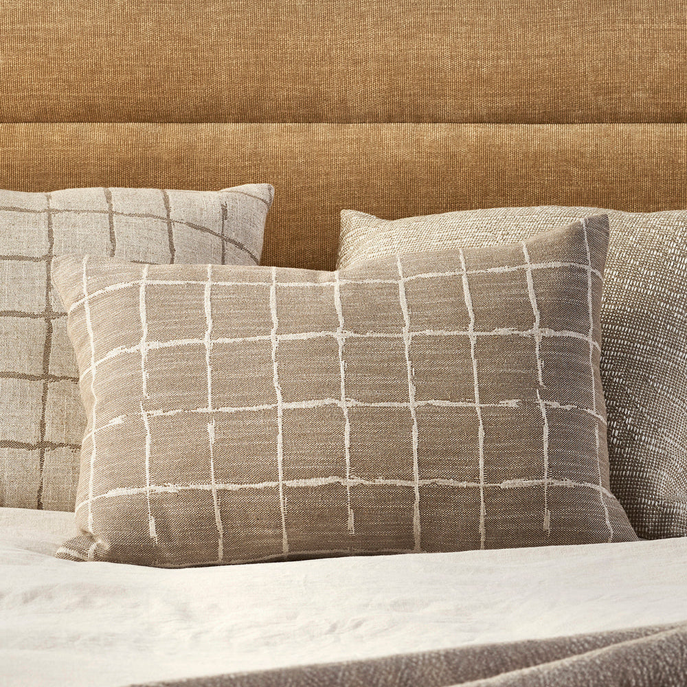Grid Cushion (Feather Inner) 40cm x 60cm (Taupe)