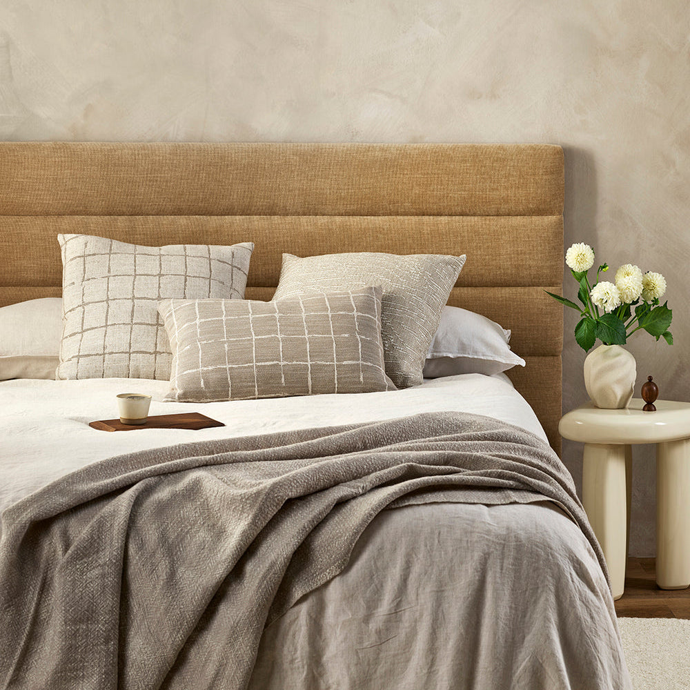 Grid Cushion (Feather Inner) 40cm x 60cm (Taupe)