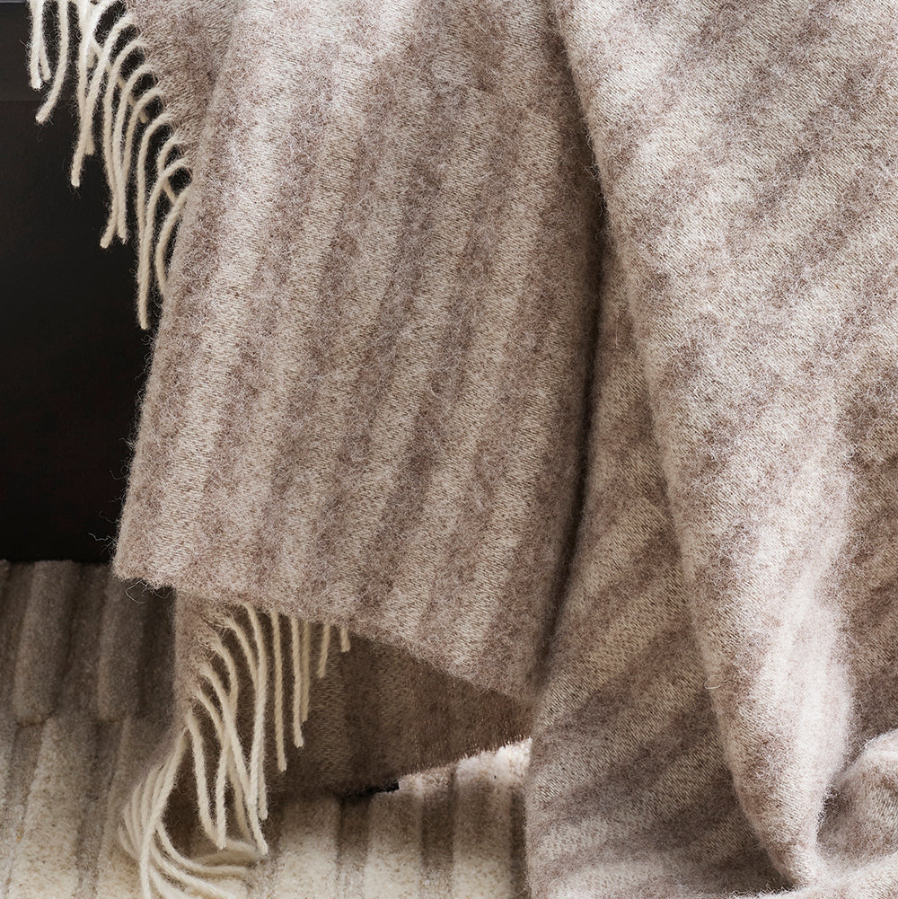 Striped Oatmeal Throw Blanket