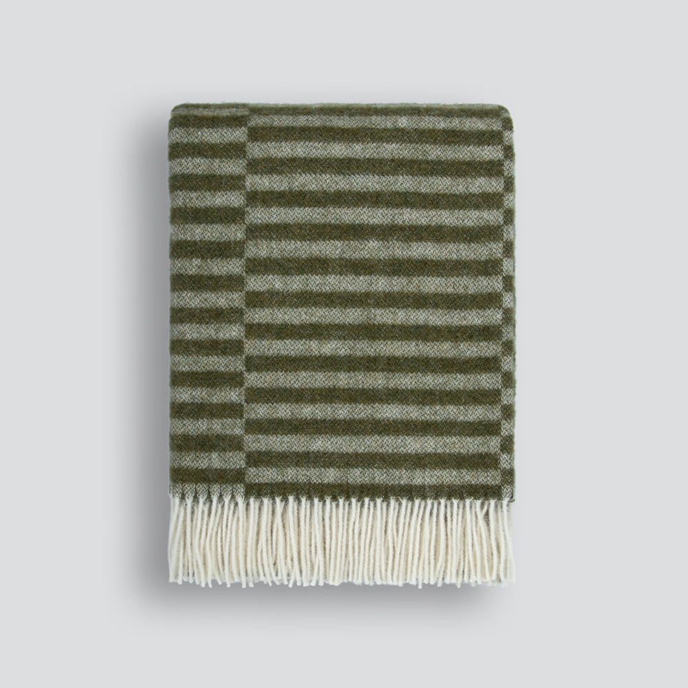 Striped Olive Throw Blanket