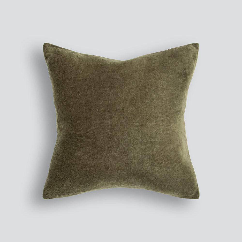 Olive Cotton Velvet Cushion 50cm x 50cm