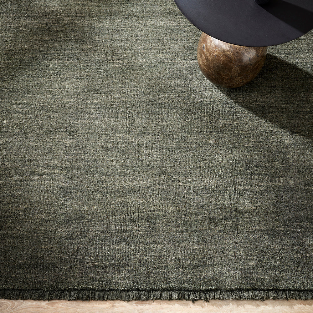 Forest Green Wool Floor Rug