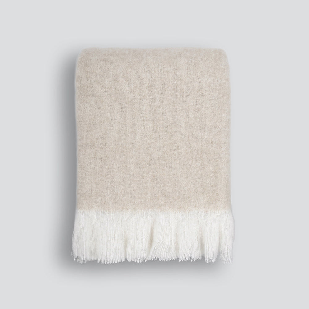 Off White Wool Blend Throw