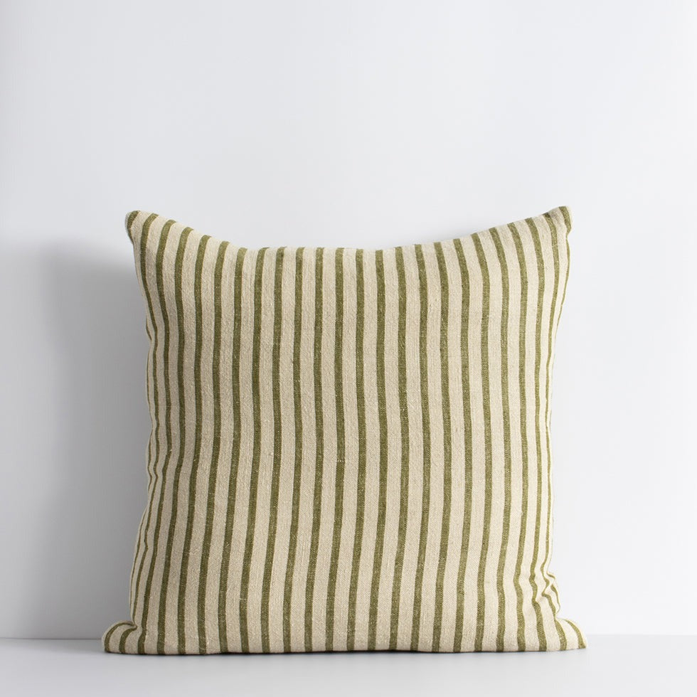 khaki stripe feather cushion from corcovado furniture store new zealand online