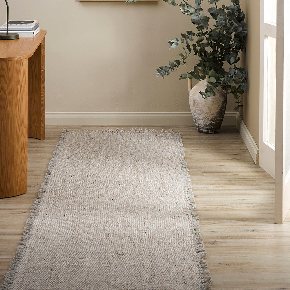 Fringed Wool Floor Runner (Taupe)