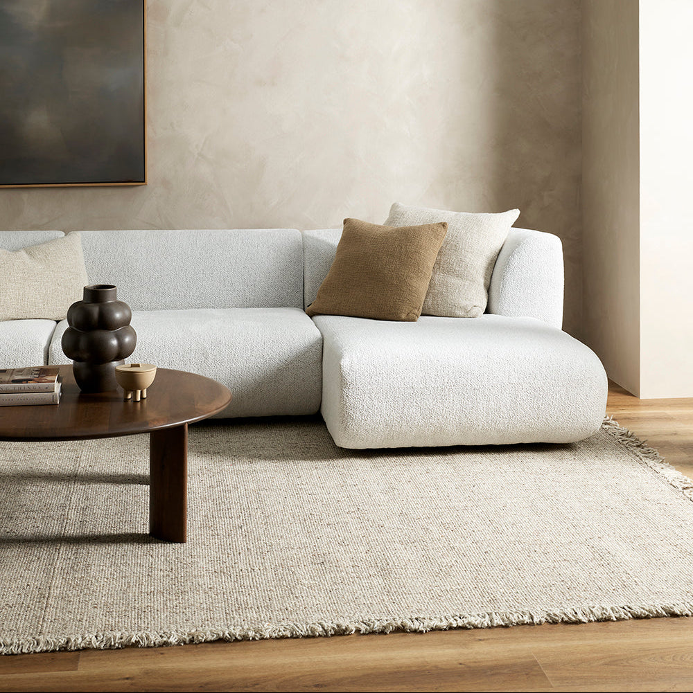 Ulster Taupe Fringed Wool Floor Rug