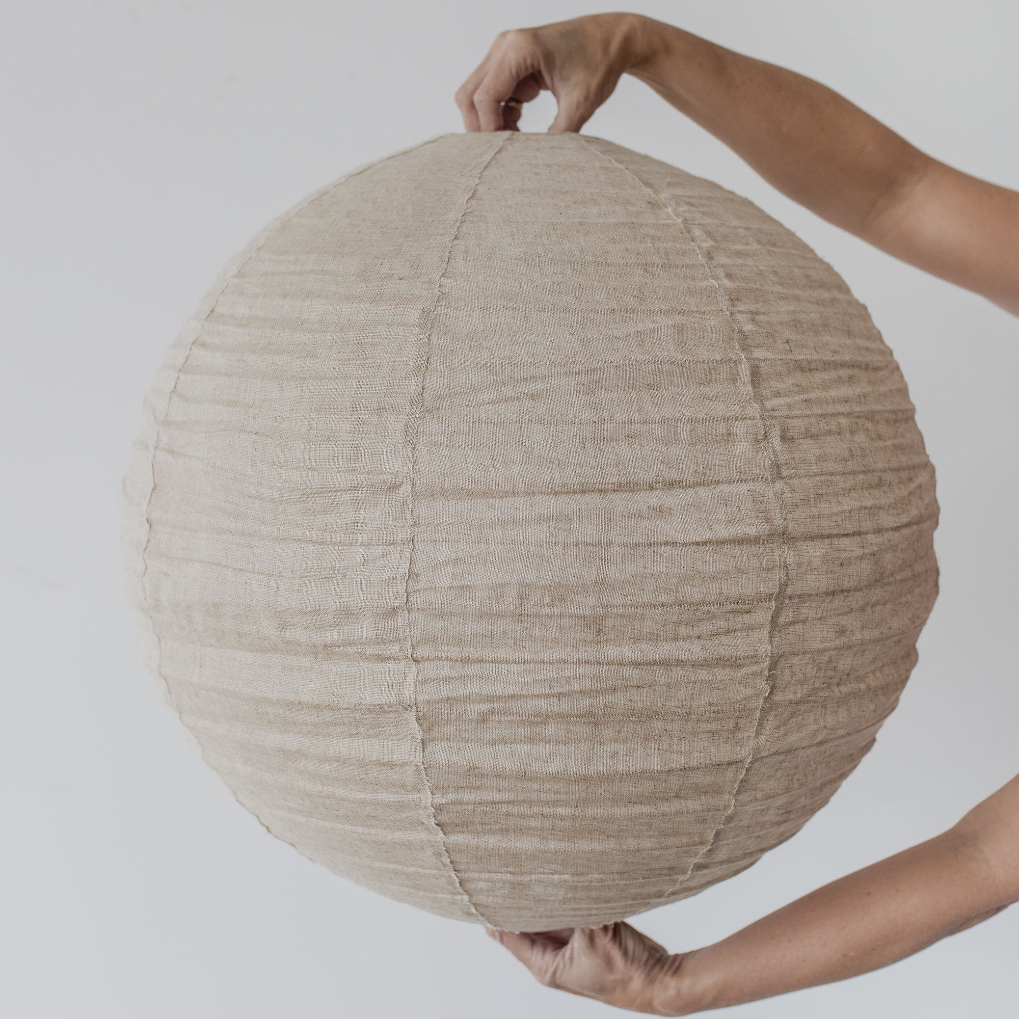 globe round linen pendant shade from corcovado furniture and lighting store auckland and christchurch new zealand