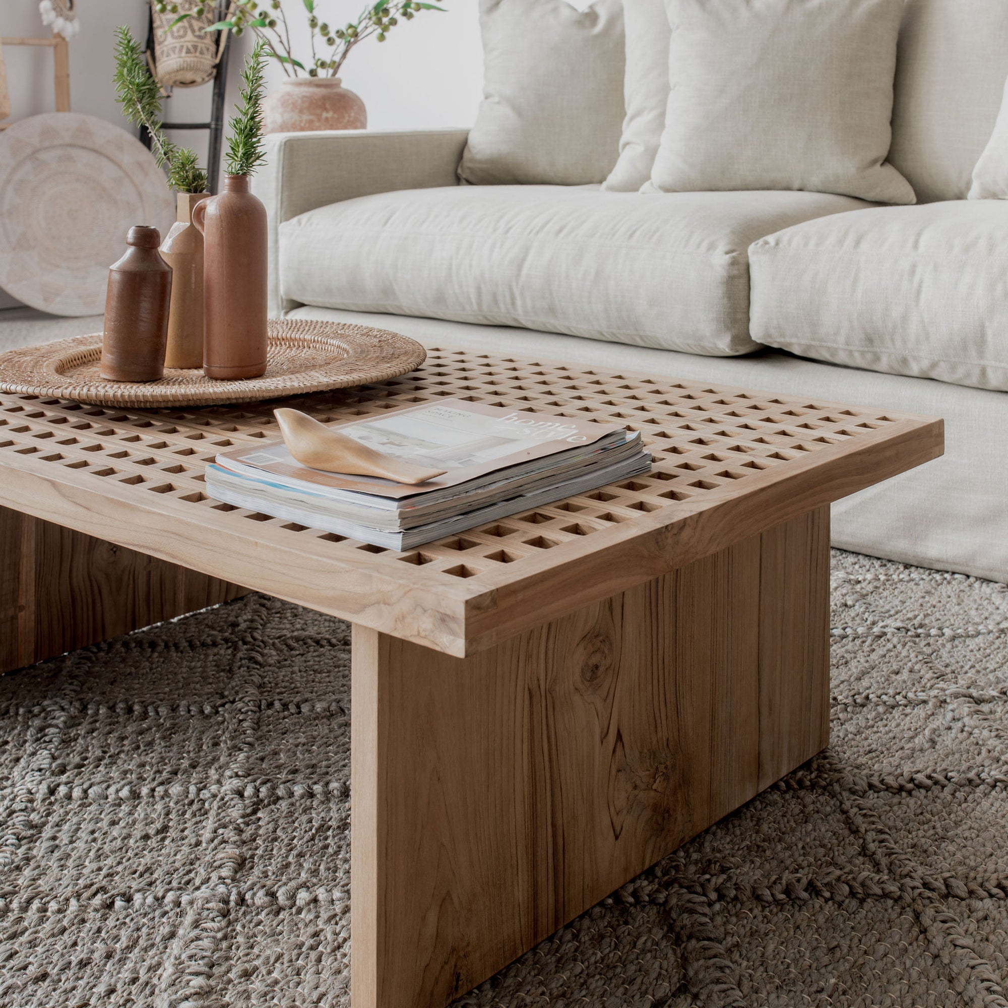 teak wood square coffee table by corcovado furniture store new zealand