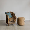 tan leather pouff ottoman side table by corcovado furniture store new zealand