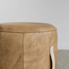 tan leather pouff ottoman side table by corcovado furniture store new zealand