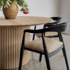 Delos Round Table is a stylish table design from corcovado furniture store online in new zealand and made in NZ and comes in small medium and large round pedestal table sizes in oak wood.