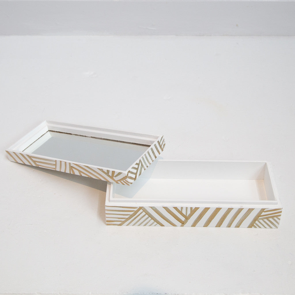 White and Gold Painted Jewellery Box