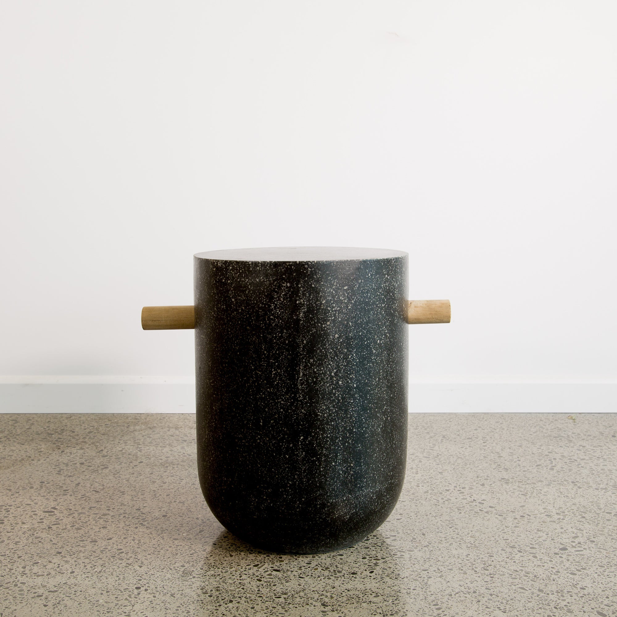 Black Terrazzo Side Table (Rounded Base)